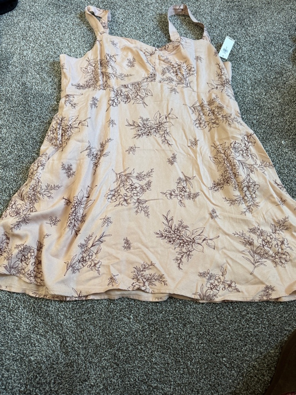 Peach Floral Sundress with Thin Straps
